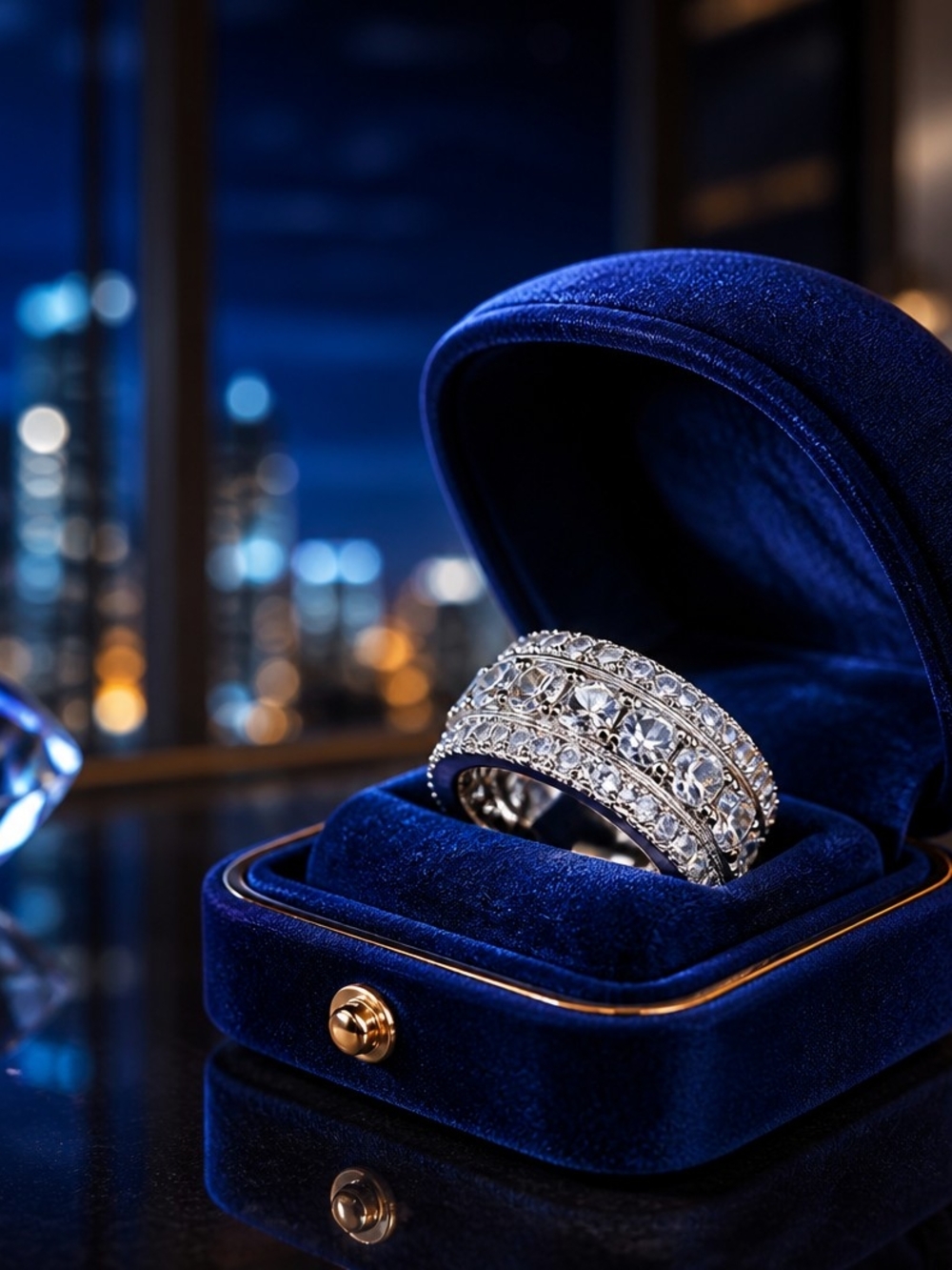 Men's Silver Crystal-Accent Band — Sparkling Silver Ring